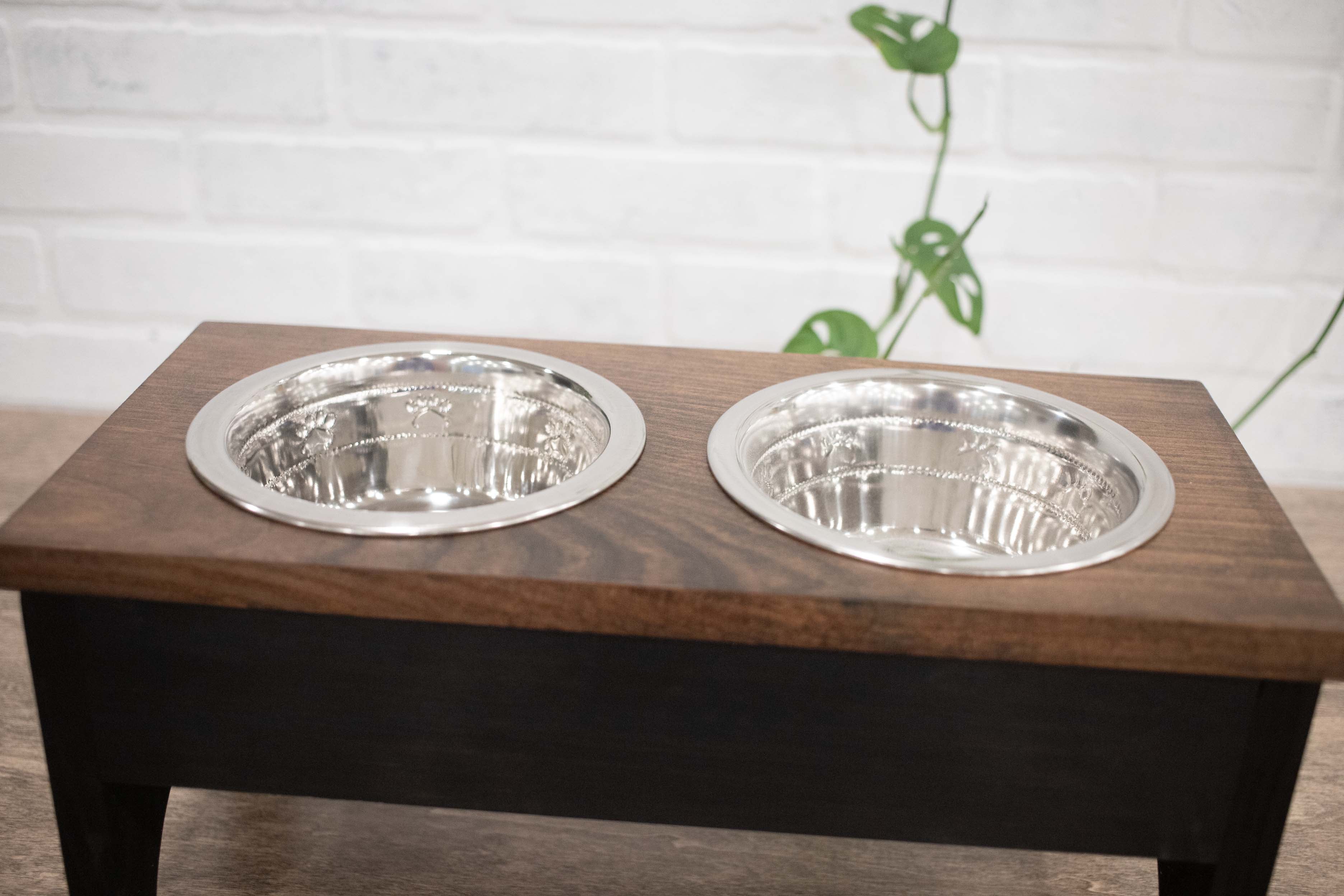 Raised Dog Bowl Stand with 2 Stainless Steel Bowls, Elevated Pet Feeder-3