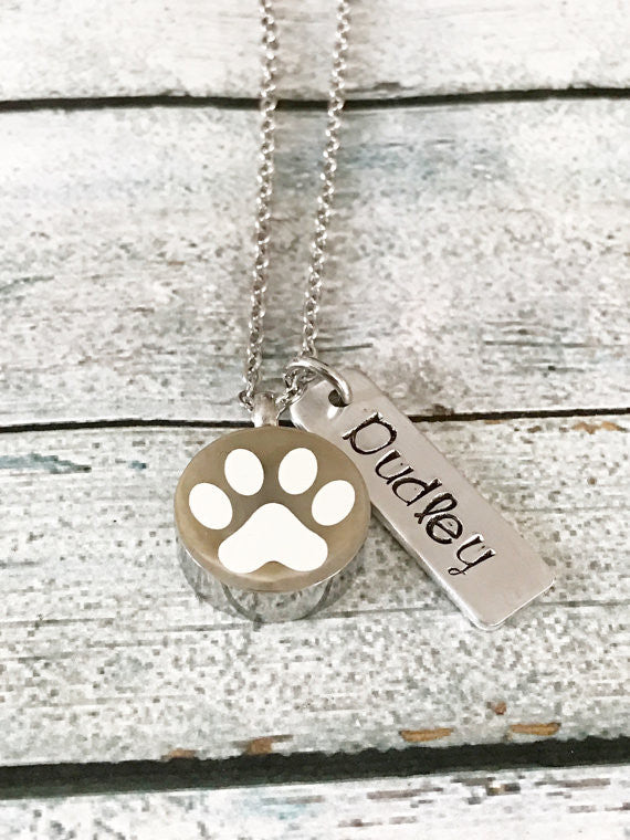 Pet loss - Hand stamped necklace - Pet memorial-0