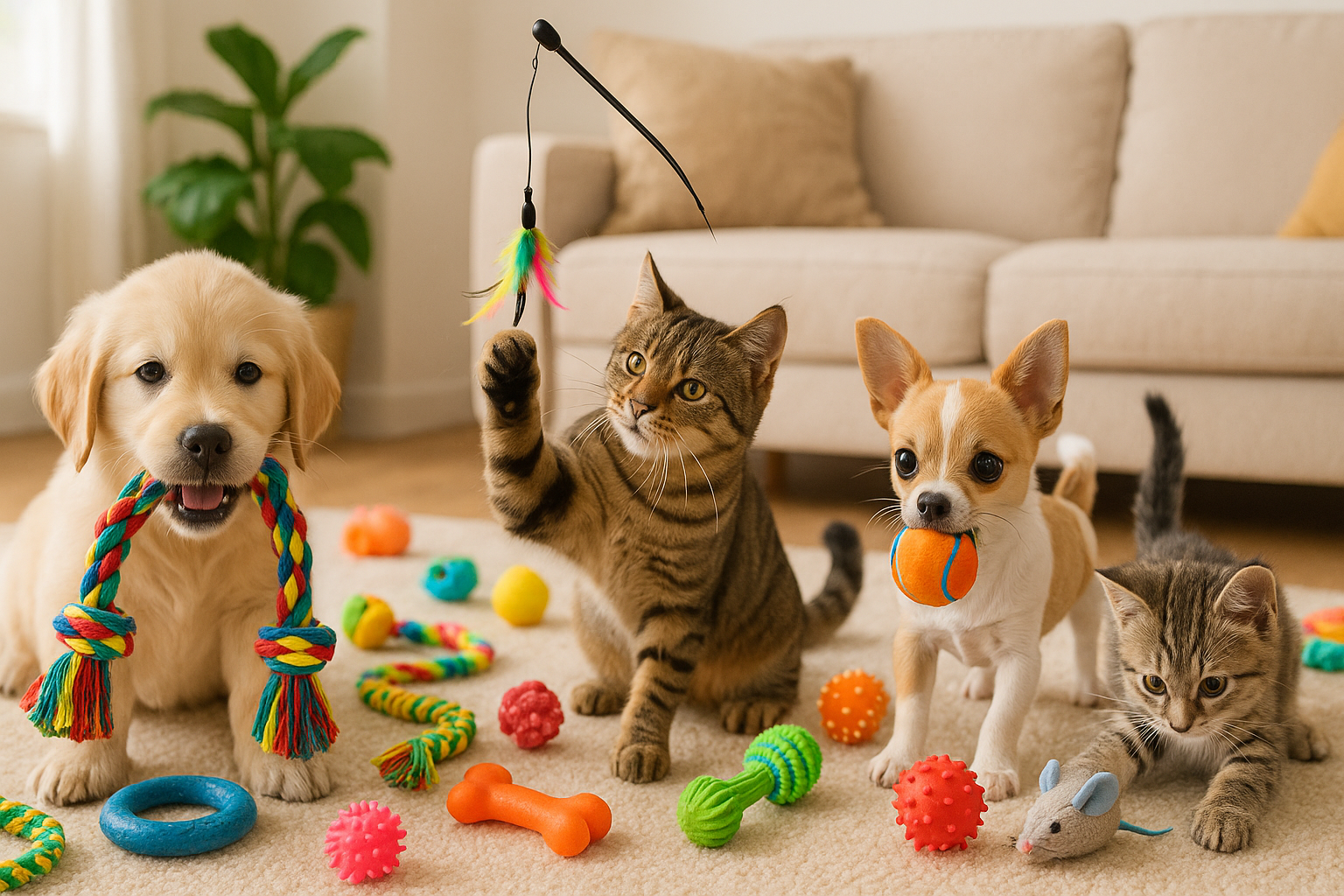 mascotas con juguetes
