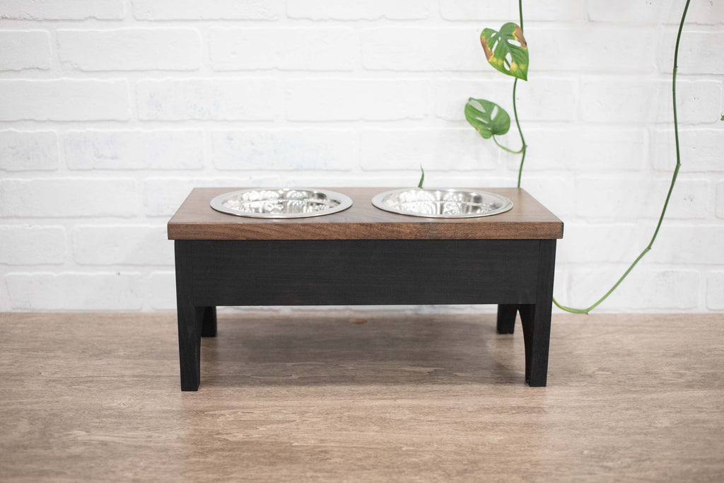 Raised Dog Bowl Stand with 2 Stainless Steel Bowls, Elevated Pet Feeder-0