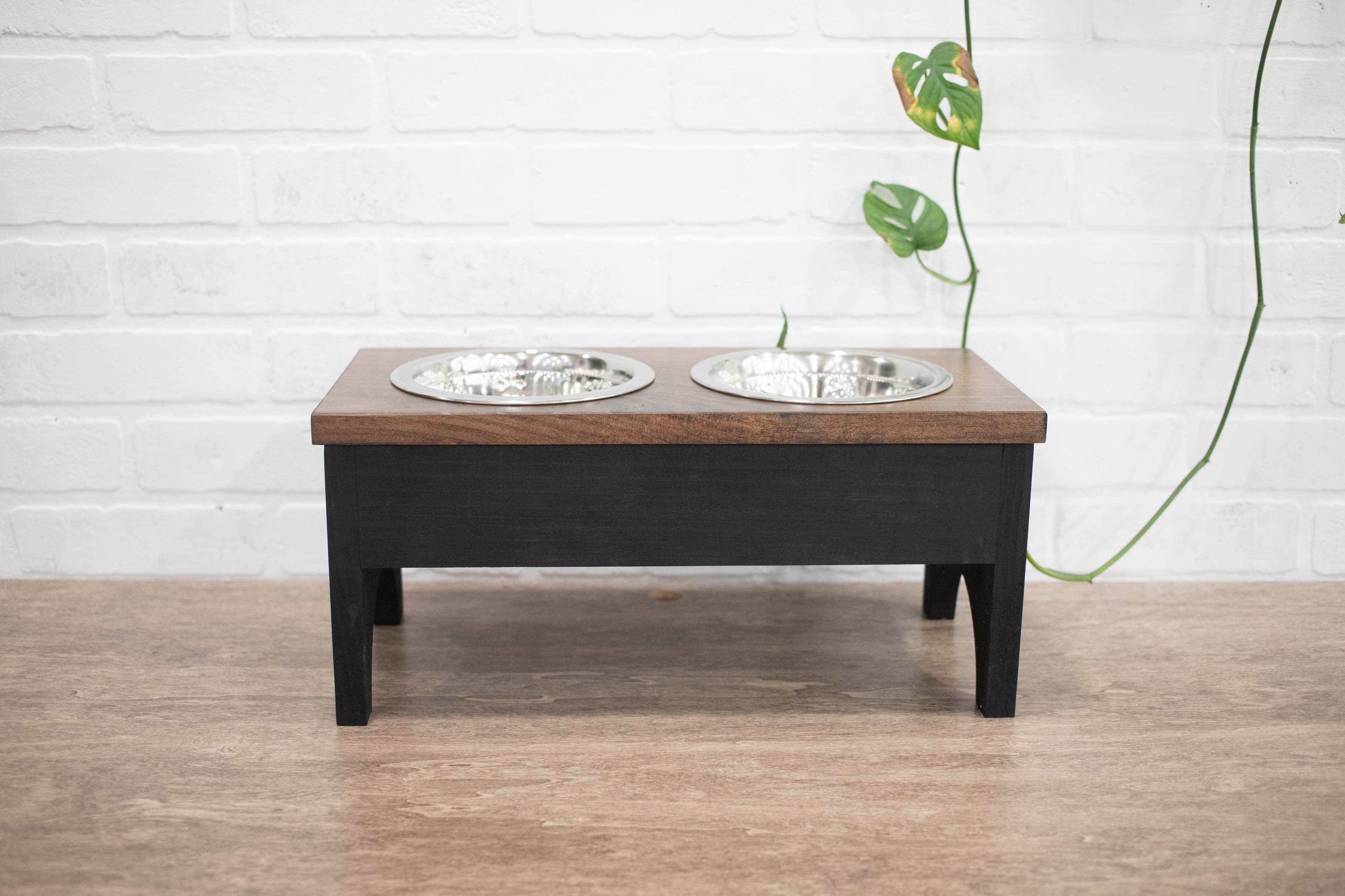 Raised Dog Bowl Stand with 2 Stainless Steel Bowls, Elevated Pet Feeder-0