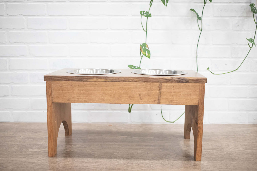 Raised Dog Bowl Stand with 2 Stainless Steel Bowls, Elevated Pet Feeder-1